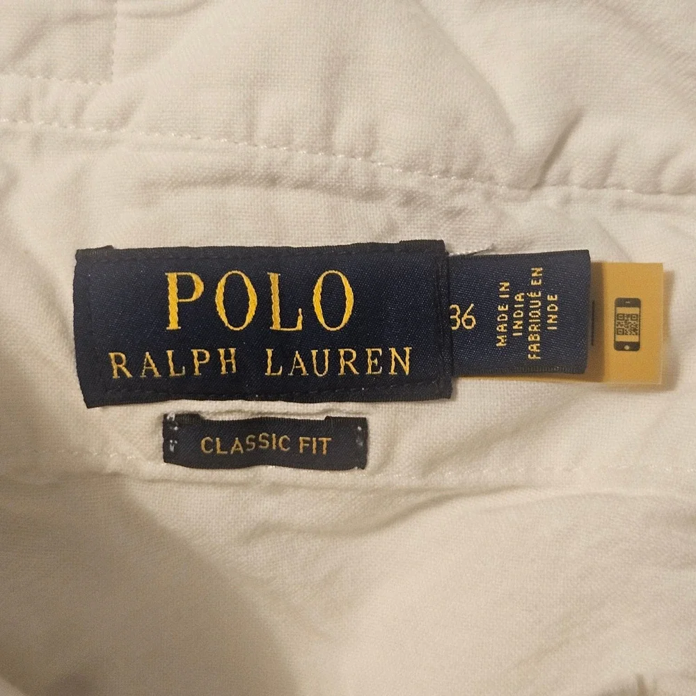 Polo Ralph Lauren Mens White Classic Fit Linen Cotton Blend Shorts Size 36 x 8
